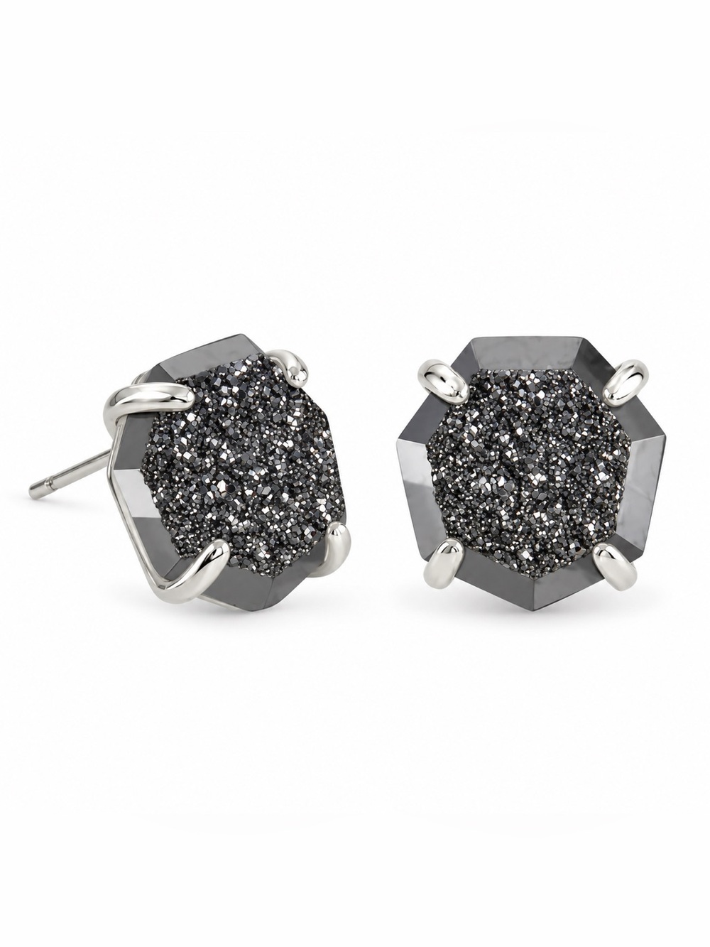 Kendra Scott Davie Stud Silver Earrings In Platinum Drusy